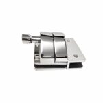 Inline Glass Pool Gate Latch with Metal Housing — Polished silver appearance concept