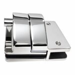 Inline Glass Pool Gate Latch with Metal Housing — Polished silver appearance concept