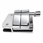 Inline Glass Pool Gate Latch with Metal Housing — Polished silver appearance concept
