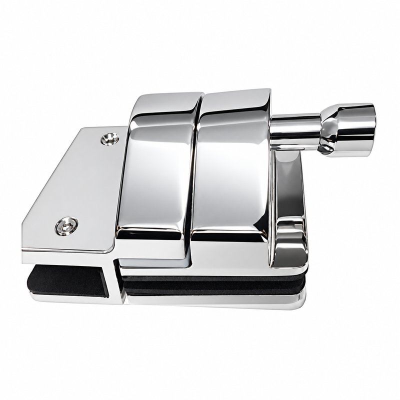 Inline Glass Pool Gate Latch with Metal Housing — Polished silver appearance concept