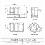 Inline Glass Pool Gate Latch with Metal Housing — Polished silver appearance concept