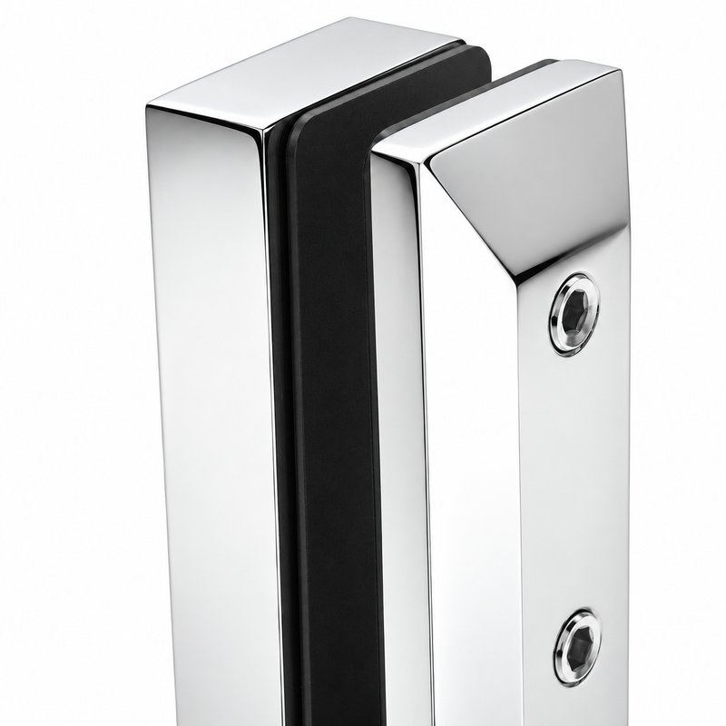 Square Glass Pool Fence Spigot with Side Holes — Polished silver appearance concept