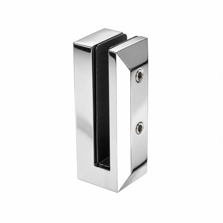 Square Glass Pool Fence Spigot with Side Holes — Polished silver appearance concept
