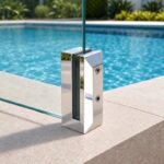 Square Glass Pool Fence Spigot with Side Holes — Polished silver appearance concept