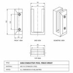Square Glass Pool Fence Spigot with Side Holes — Polished silver appearance concept