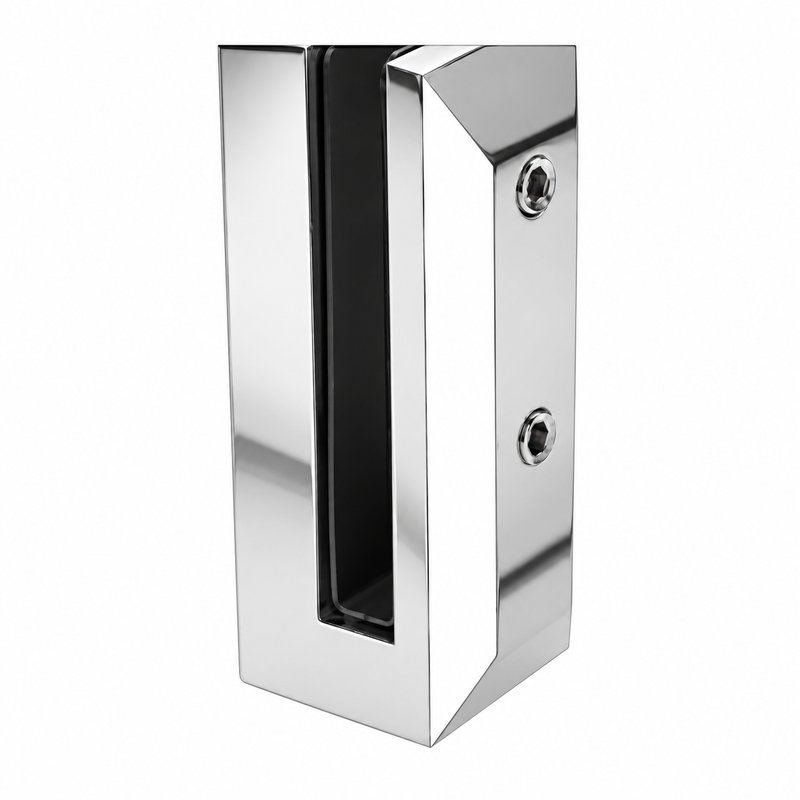 Square Glass Pool Fence Spigot with Side Holes — Polished silver appearance concept