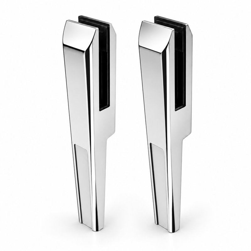 Long-Stem Glass Pool Fence Spigot — Polished silver appearance concept