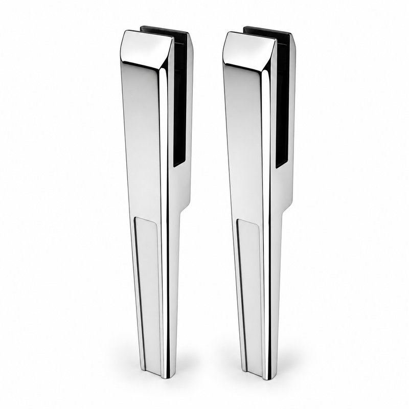 Long-Stem Glass Pool Fence Spigot — Polished silver appearance concept