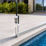 Long-Stem Glass Pool Fence Spigot — Polished silver appearance concept