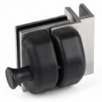 Black-Housing Glass Pool Gate Latch with Corner Brackets