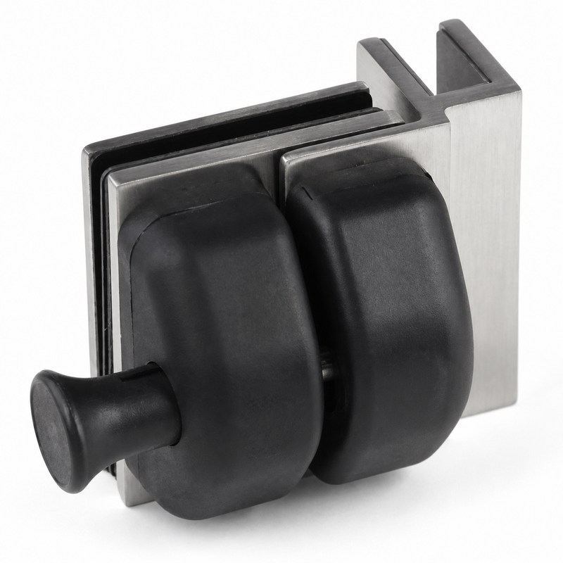Black-Housing Glass Pool Gate Latch with Corner Brackets