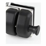 Black-Housing Corner Glass Pool Gate Latch — Black housing with polished silver bracket concept