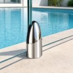 Tapered Round Glass Pool Fence Spigot — Polished silver appearance concept