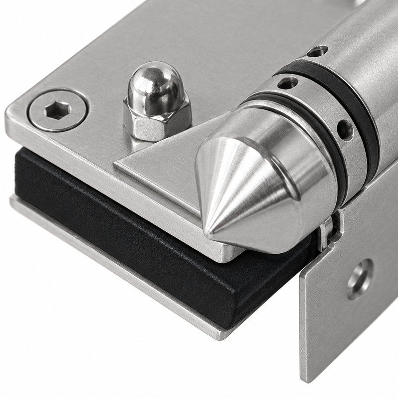 Conical-Cap Wall-Mount Pool Gate Hinge — Matte silver appearance concept