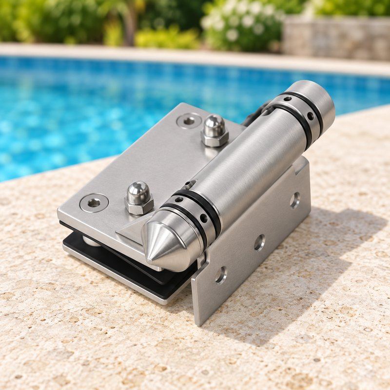 Conical-Cap Wall-Mount Pool Gate Hinge — Matte silver appearance concept