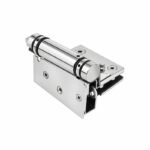 Conical-Cap Wall-Mount Pool Gate Hinge — Polished silver appearance concept