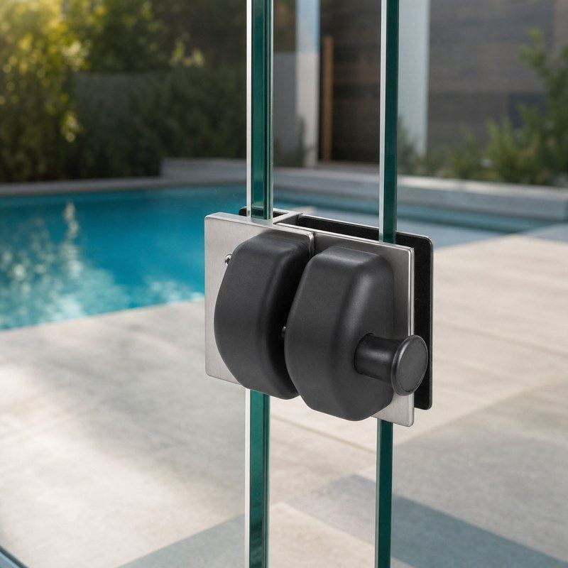 Black-Housing Inline Glass Pool Gate Latch