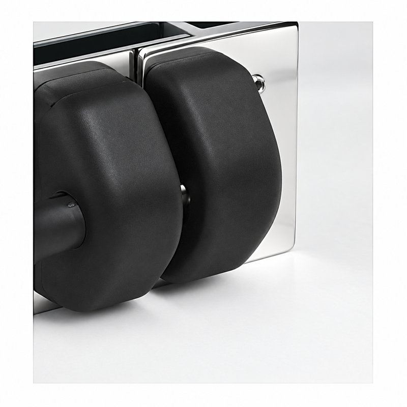 Black-Housing Inline Glass Pool Gate Latch — Black housing with polished silver bracket concept