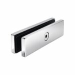 Short Flat Glass Pool Fence Joiner — Polished silver appearance concept