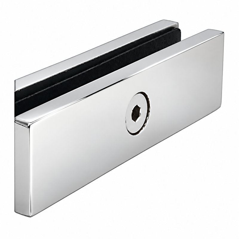 Short Flat Glass Pool Fence Joiner — Polished silver appearance concept