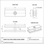 Short Flat Glass Pool Fence Joiner — Polished silver appearance concept