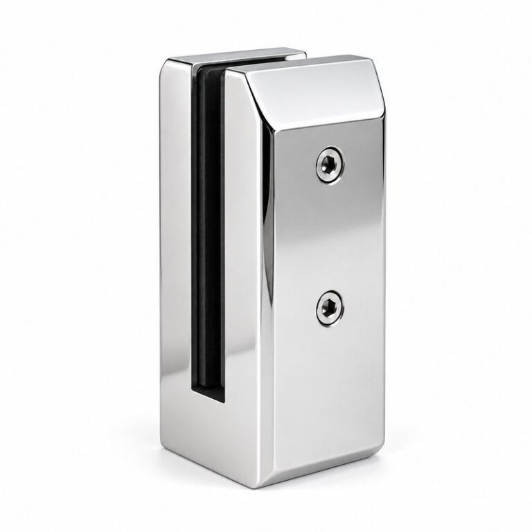 Side-Mount Glass Pool Fence Spigot — Polished silver appearance concept