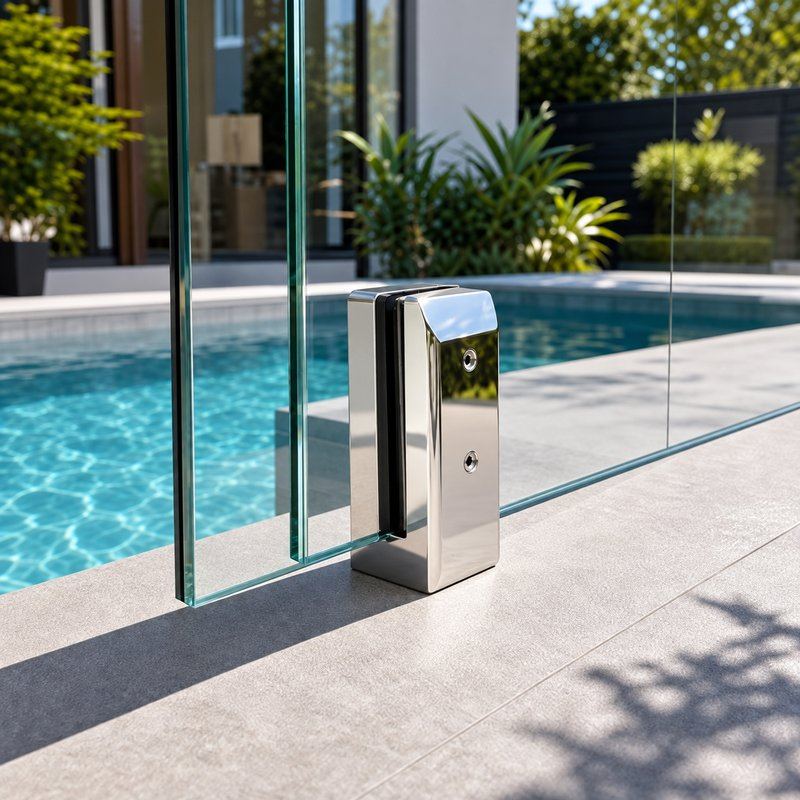 Side-Mount Glass Pool Fence Spigot — Polished silver appearance concept