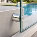Slotted-Face Glass Pool Fence Standoff — Polished silver appearance concept