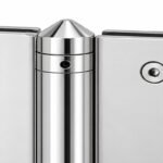Conical-Pivot Glass-to-Glass Pool Gate Hinge — Polished silver appearance concept