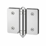 Conical-Pivot Glass-to-Glass Pool Gate Hinge — Polished silver appearance concept