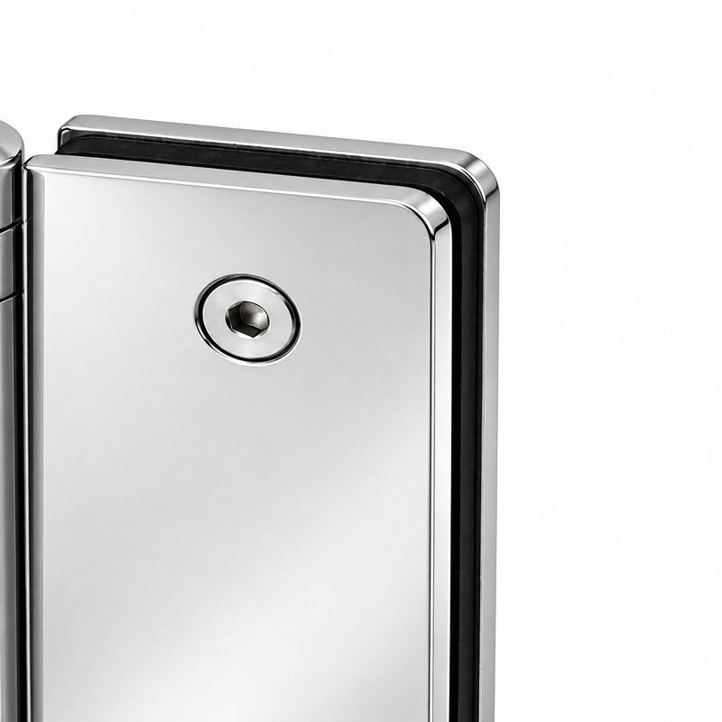 Conical-Pivot Glass-to-Glass Pool Gate Hinge — Polished silver appearance concept