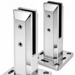 Square Bolt-Down Glass Pool Fence Spigot — Polished silver appearance concept