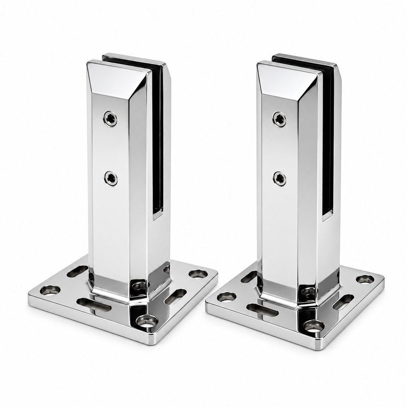 Square Bolt-Down Glass Pool Fence Spigot — Polished silver appearance concept