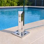 Square Bolt-Down Glass Pool Fence Spigot — Polished silver appearance concept