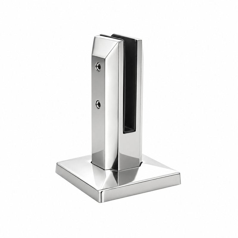 Square Cover-Plate Glass Pool Fence Spigot — Polished silver appearance concept