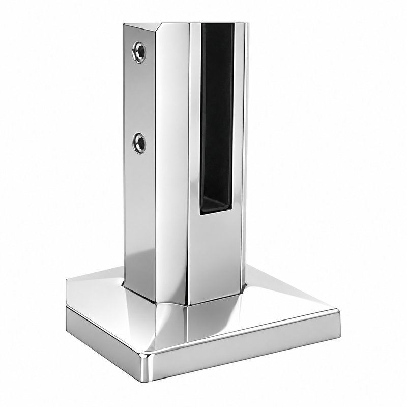 Square Cover-Plate Glass Pool Fence Spigot — Polished silver appearance concept