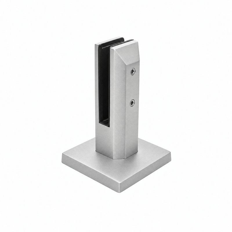 Square Cover-Plate Glass Pool Fence Spigot — Matte silver appearance concept