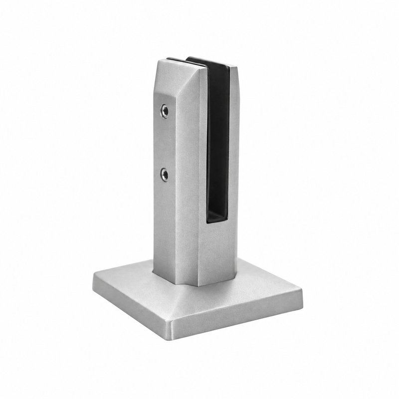 Square Cover-Plate Glass Pool Fence Spigot — Matte silver appearance concept
