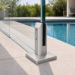 Square Cover-Plate Glass Pool Fence Spigot — Matte silver appearance concept