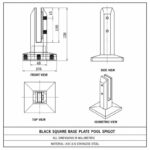 Square Cover-Plate Glass Pool Fence Spigot — Matte silver appearance concept