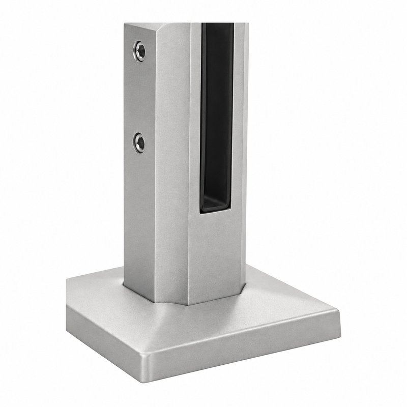 Square Cover-Plate Glass Pool Fence Spigot — Matte silver appearance concept