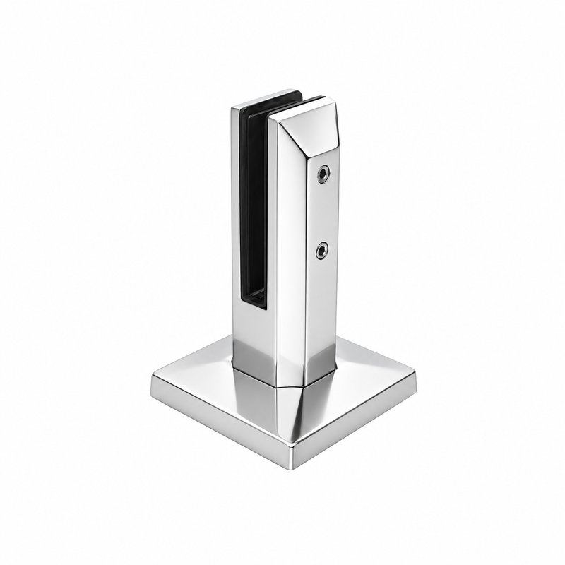 Square Cover-Plate Glass Pool Fence Spigot — Polished silver appearance concept