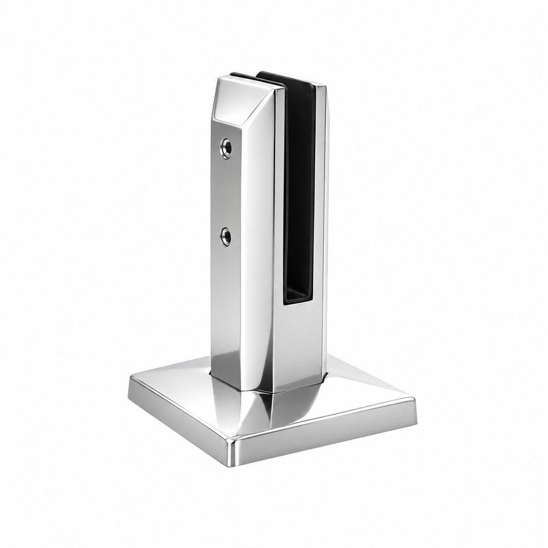 Square Cover-Plate Glass Pool Fence Spigot — Polished silver appearance concept