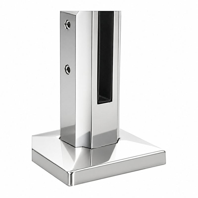 Square Cover-Plate Glass Pool Fence Spigot — Polished silver appearance concept