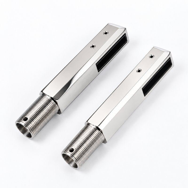 Threaded-Shank Core-Drill Pool Fence Spigot — Polished silver appearance concept