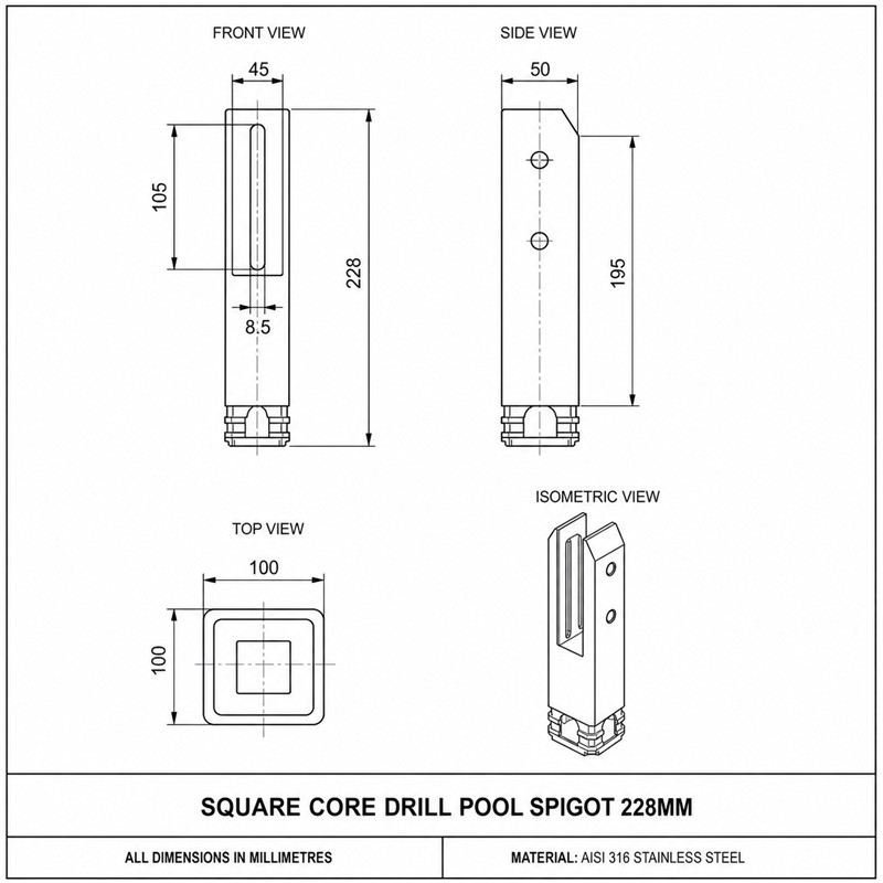 Grooved-Shank Core-Drill Pool Fence Spigot