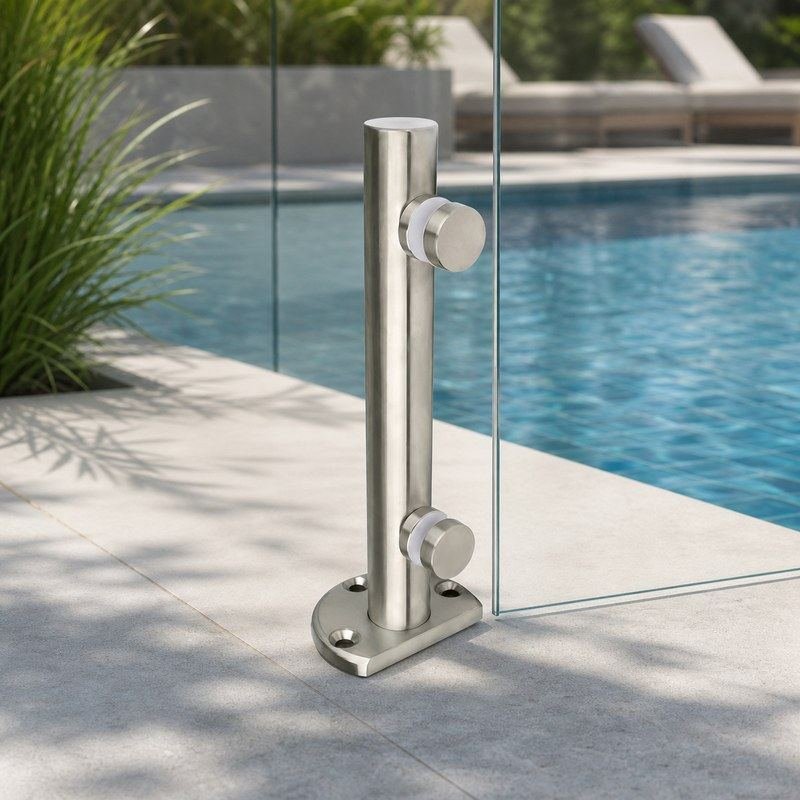 Mini Pool Fence Post with Round Glass Fixings