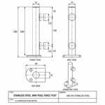Mini Pool Fence Post with Round Glass Fixings