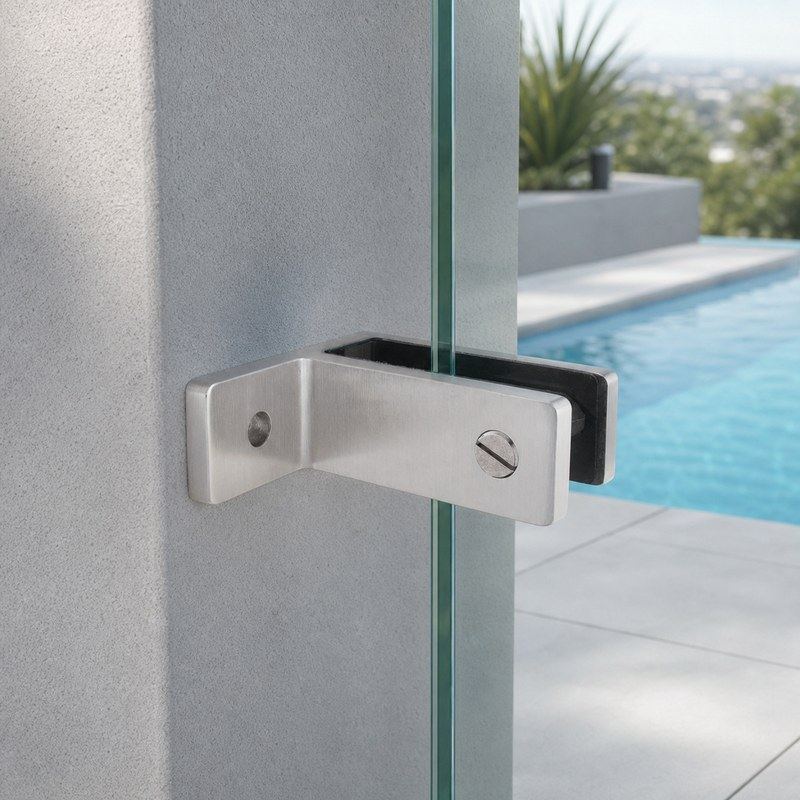 Right-Angle Wall-to-Glass Pool Fence Clamp