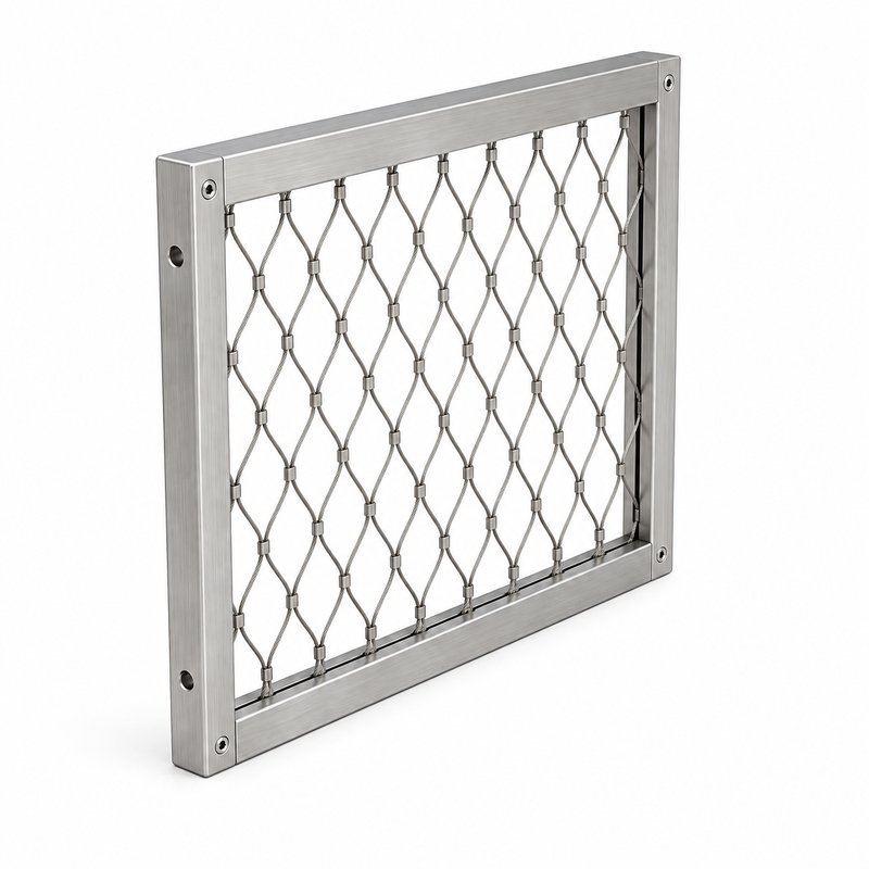 Elongated Diamond Mesh Panel — Fine brushed silver appearance